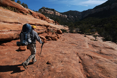 Dennis walking along the Esplanade in Crazy Jug Canyon