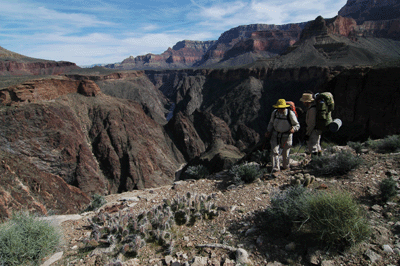 Hiking along the west rim of Trinity Creek Canyon