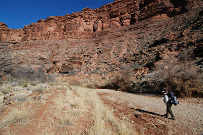 Crossing the creek bed along a cowboy trail through Kanab