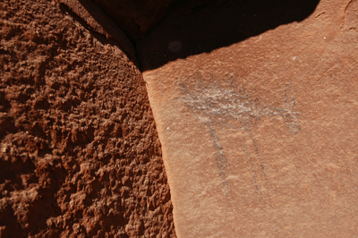 Etched figure of a deer or antelope